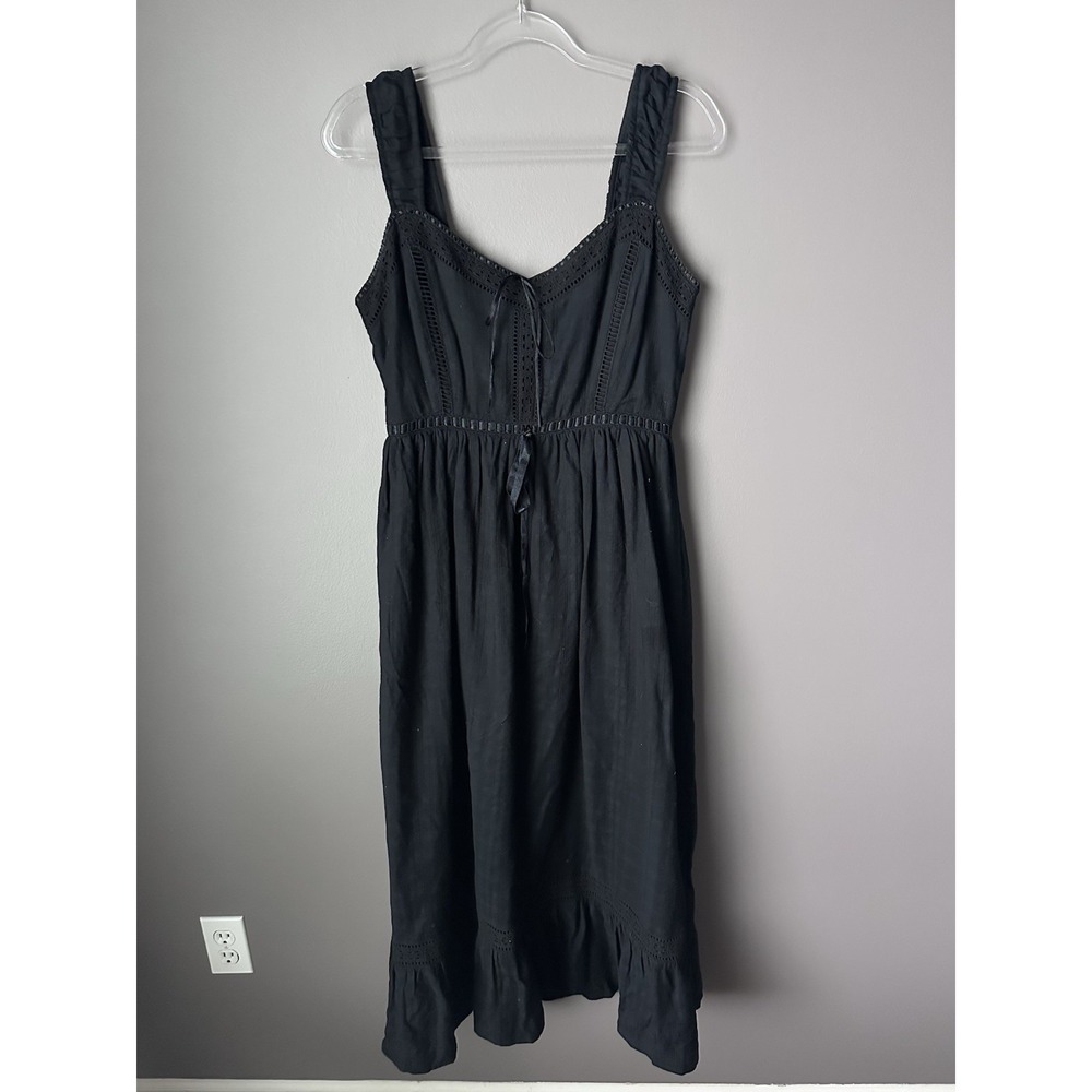 Reclaimed Vintage Prairie Cami Midi Dress Size 8 Black Goth Cottage Romantic - Picture 4 of 11